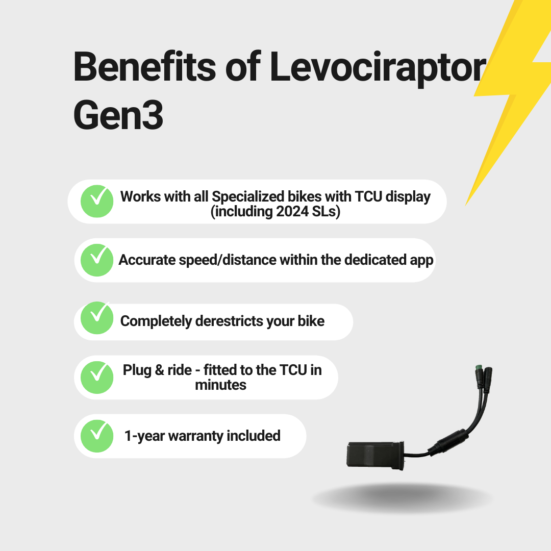 Levociraptor Gen2 Tuning Chip voor Specialized Levo, Kenevo, Vado, Creo | 2019-2021