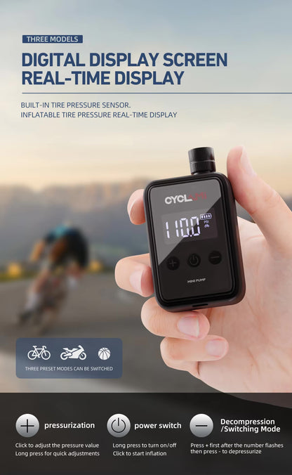 Portable Mini Electric Air Pump for eBikes with LED Display